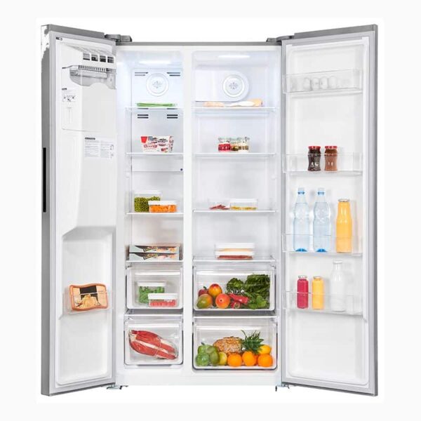 Frigider side by side, Exquisit, cu dispenser de apa, 513 litri, inox