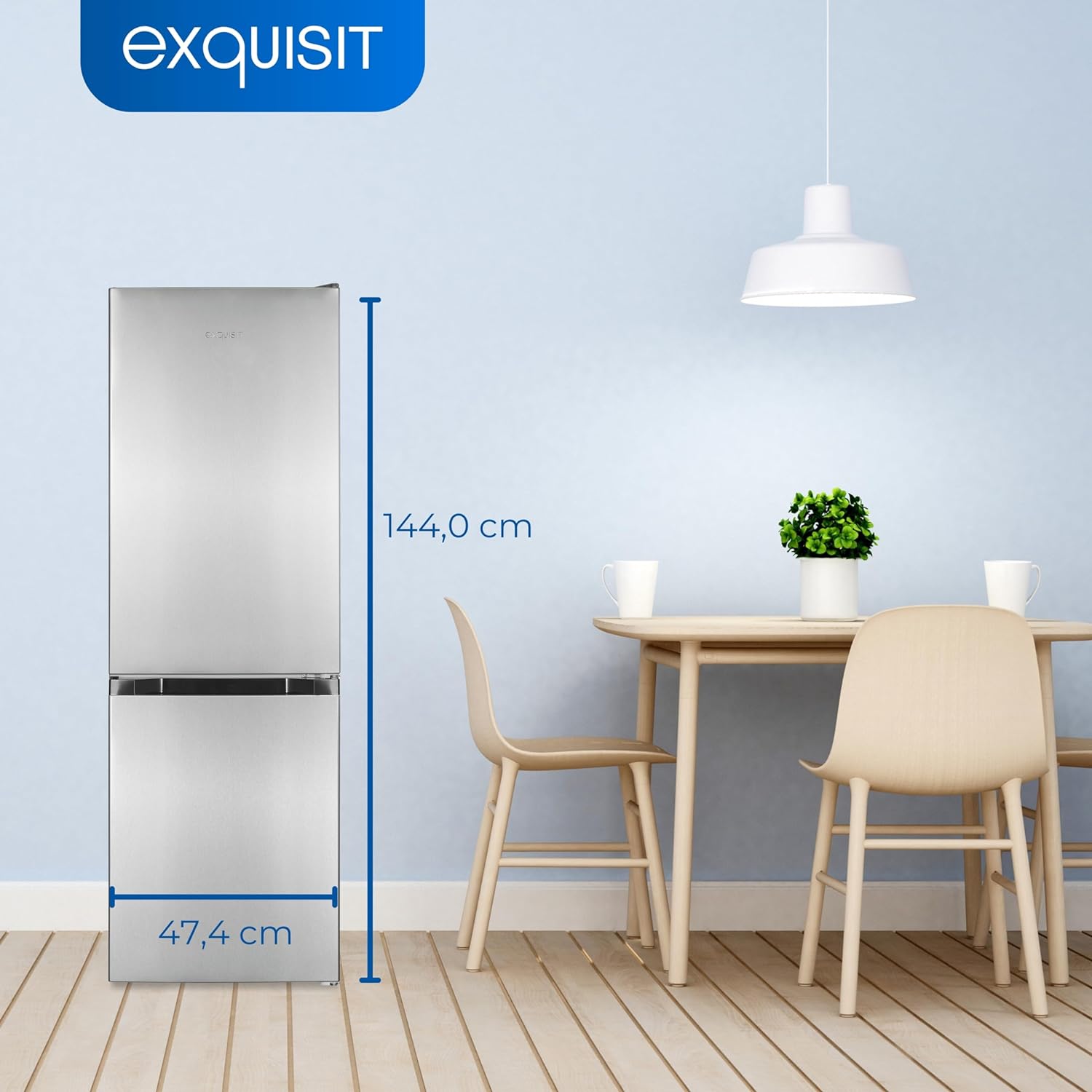 Combina frigorifica, Exquisit, mod Super Cool, 159 litri, inox