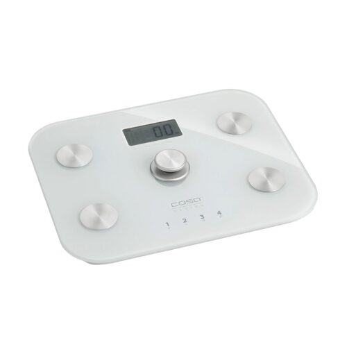 Cantar corporal de baie, Caso Germany, BodyEnergy Fit, sticla securizata, alb