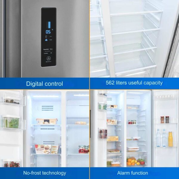Frigider side by side Exquisit, Full No Frost, 562 litri, inox