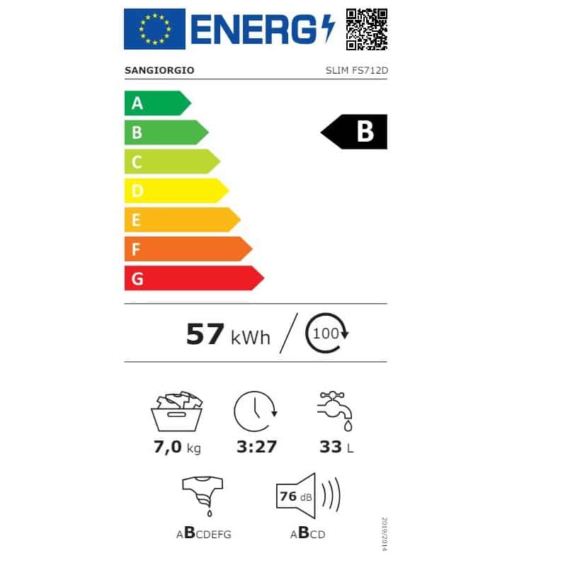 Masina de spalat rufe slim, SanGiorgio, SLIM-FS712D, 7 kg, 1200 rpm, alb