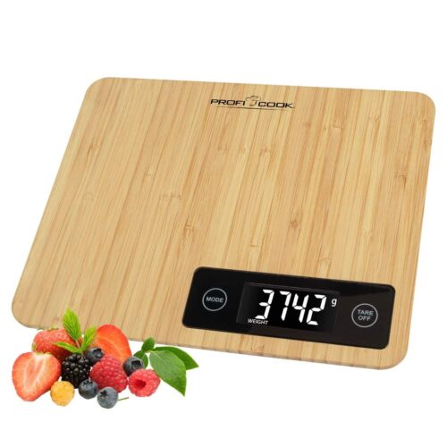 Cantar de bucatarie digital, Proficook, Bamboo, 5 kg, lemn