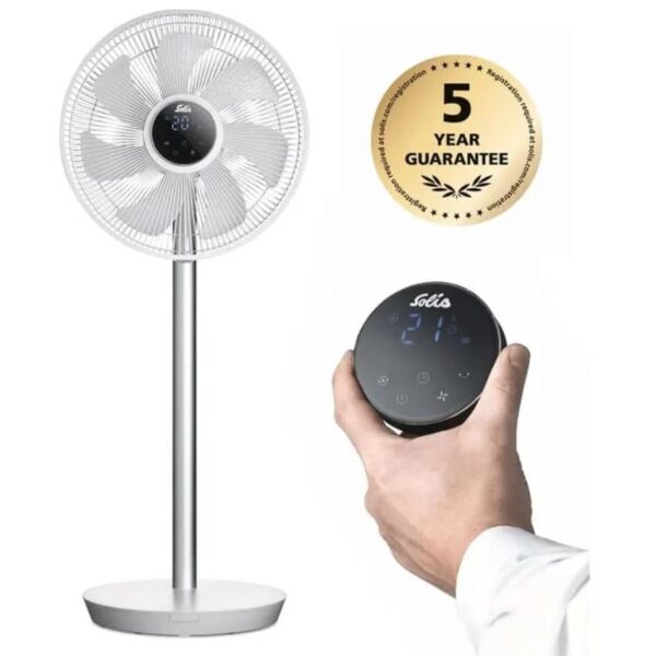 Ventilator camera vertical cu picior, Solis, Eco Silent, alb