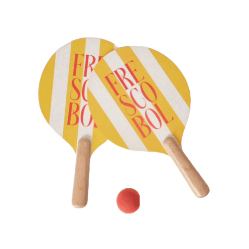 Set palete de tenis pentru plaja, Printworks, Frescobol, galben