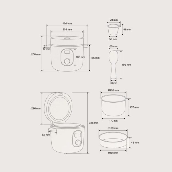 Multicooker Retro, CREATE, Rice Cooker Studio, 2 litri, sage
