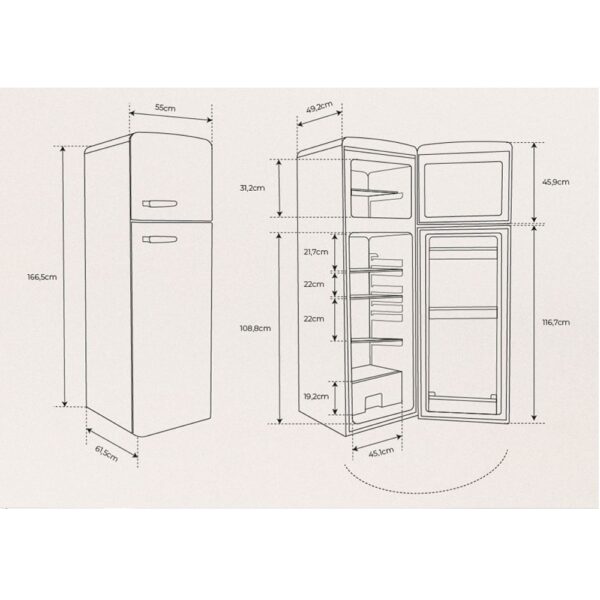 Frigider Retro, CREATE, 246 litri, crem