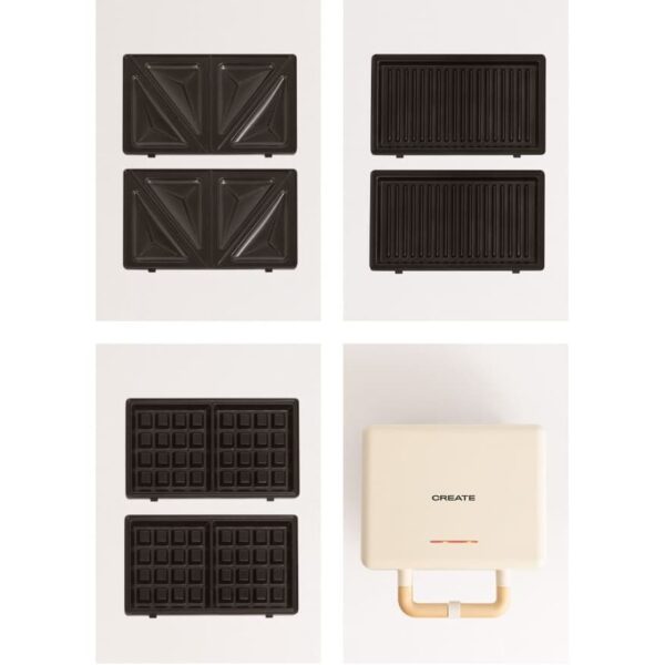 Aparat de vafe/gofre 3in1, CREATE, Stone Studio, crem