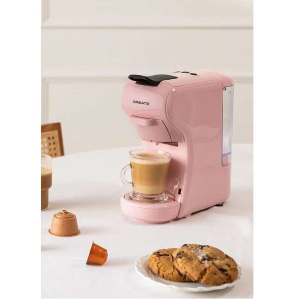 Espressor Retro automat 3in1, CREATE, Potts, roz pastel