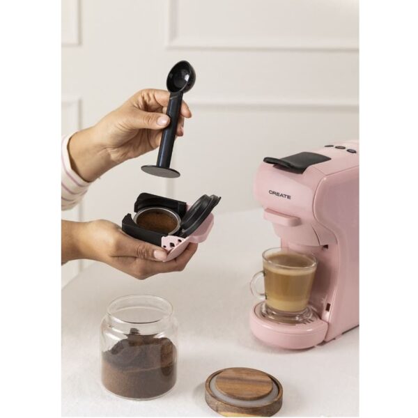 Espressor Retro automat 3in1, CREATE, Potts, roz pastel
