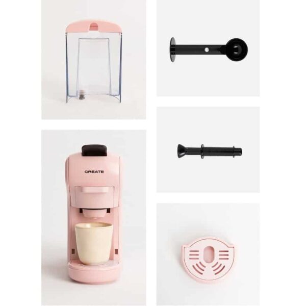 Espressor Retro automat 3in1, CREATE, Potts, roz pastel