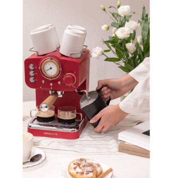 Espressor Retro manual, CREATE, Thera Retro, rosu