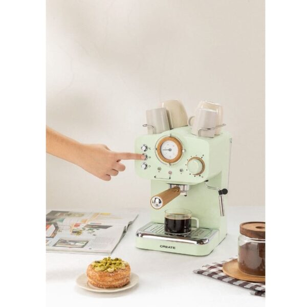 Espressor Retro manual, CREATE, Thera Retro, verde pastel
