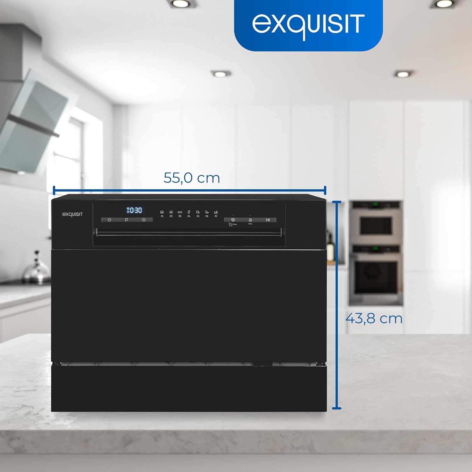 Masina de spalat vase incorporabila, Exquisit, 6 seturi, 55 cm, negru