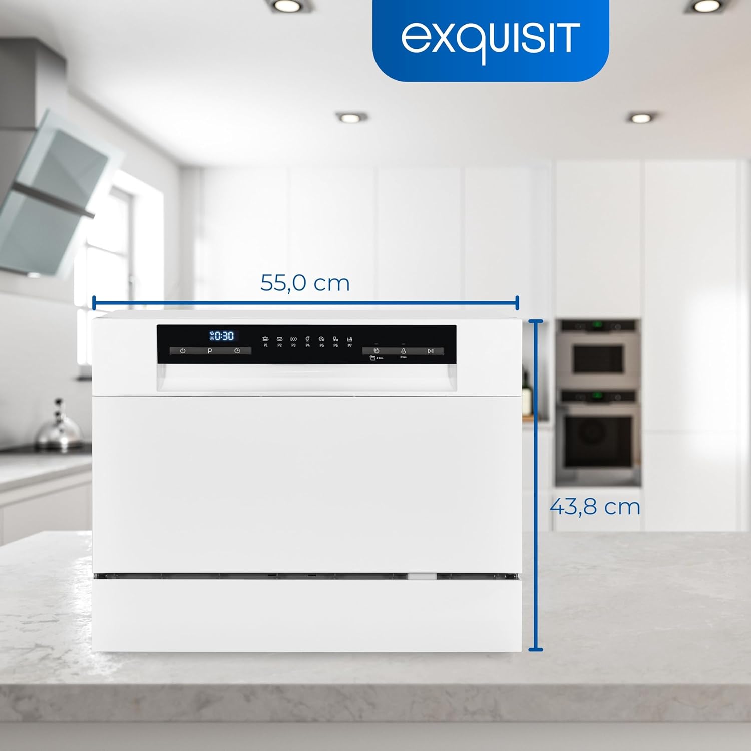 Masina de spalat vase incorporabila, Exquisit, 6 seturi, 55 cm, alb