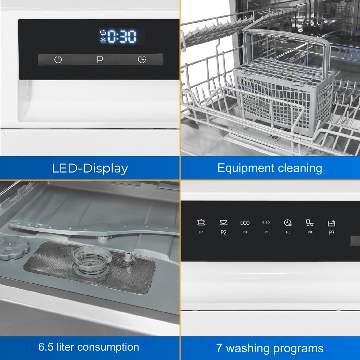 Masina de spalat vase incorporabila, Exquisit, 6 seturi, 55 cm, alb