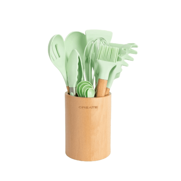 Set 11 ustensile de bucatarie, CREATE, Kitchenware Studio, verde pastel