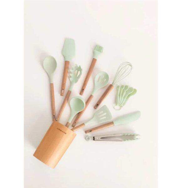 Set 11 ustensile de bucatarie, CREATE, Kitchenware Studio, verde pastel