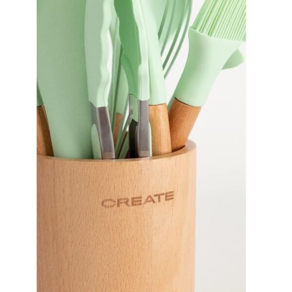 Set 11 ustensile de bucatarie, CREATE, Kitchenware Studio, verde pastel