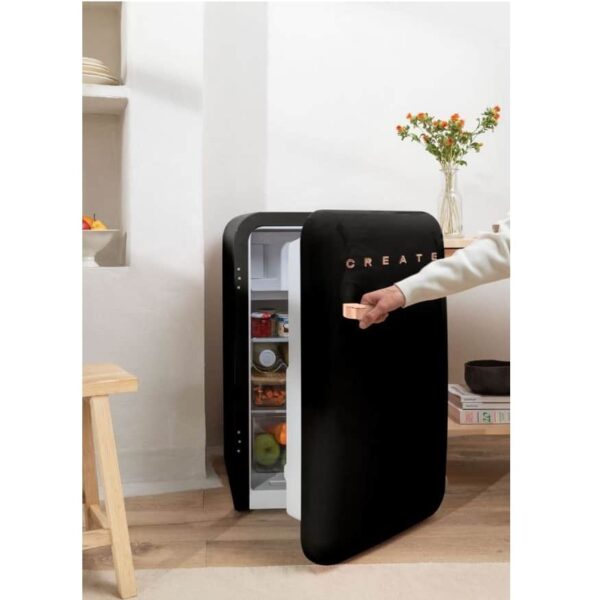 Mini frigider Retro, CREATE, 107 litri, negru/rose gold