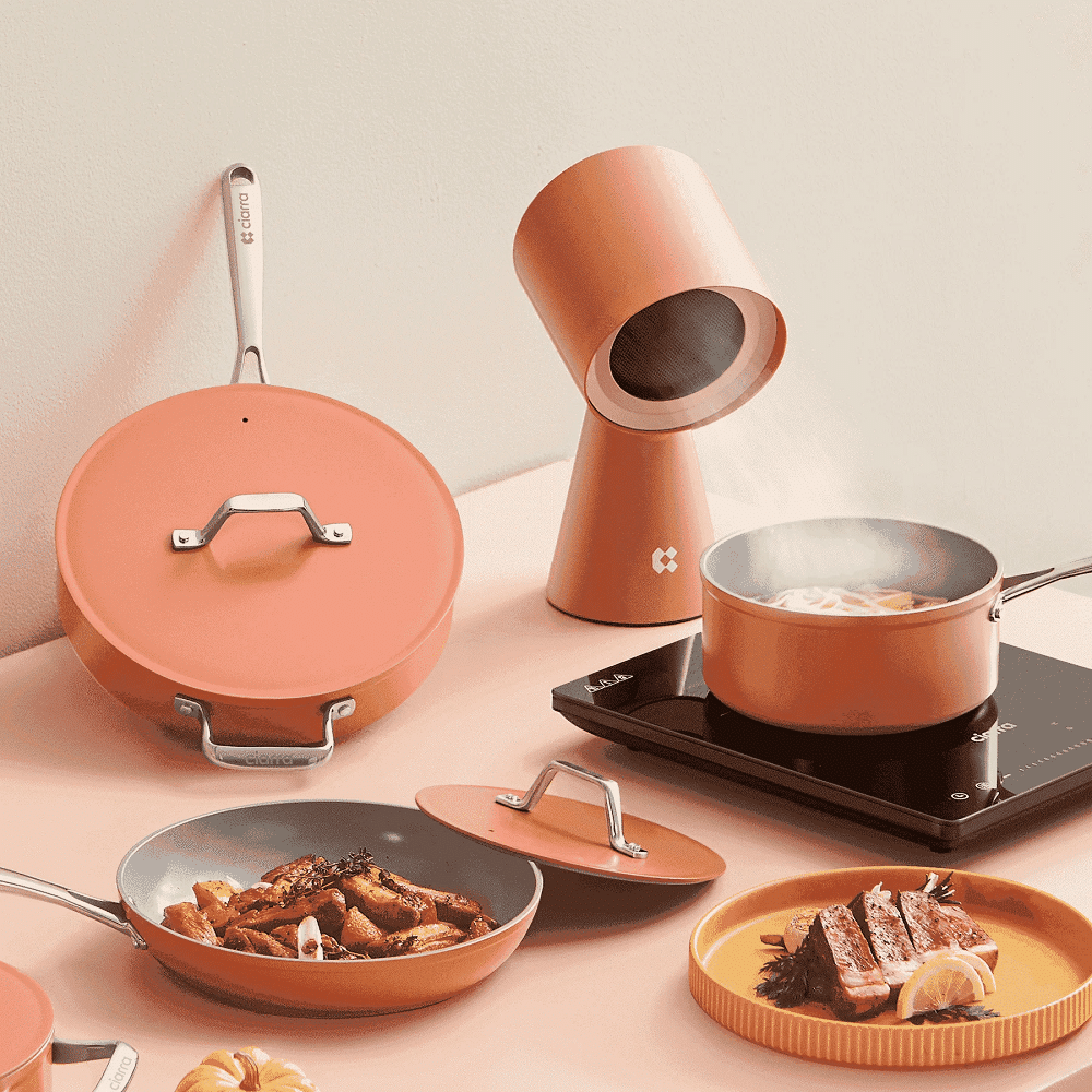 Set vase de gatit Ciarra, aluminiu, 4 piese, Orangina, portocaliu