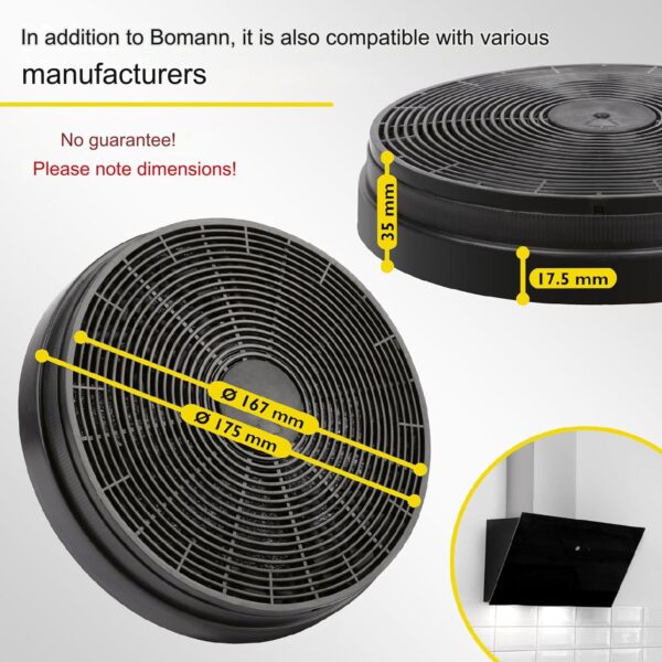 Set 2 filtre de carbon activ pentru hote cu recirculare, Bomann, KF573, negru