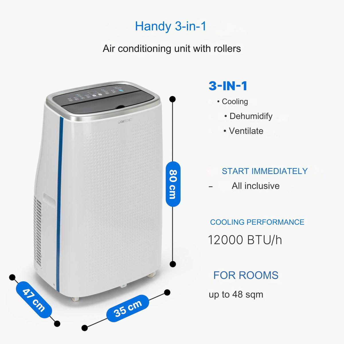 Aparat de aer conditionat portabil, Clatronic, CL 3750, 12000 BTU, alb