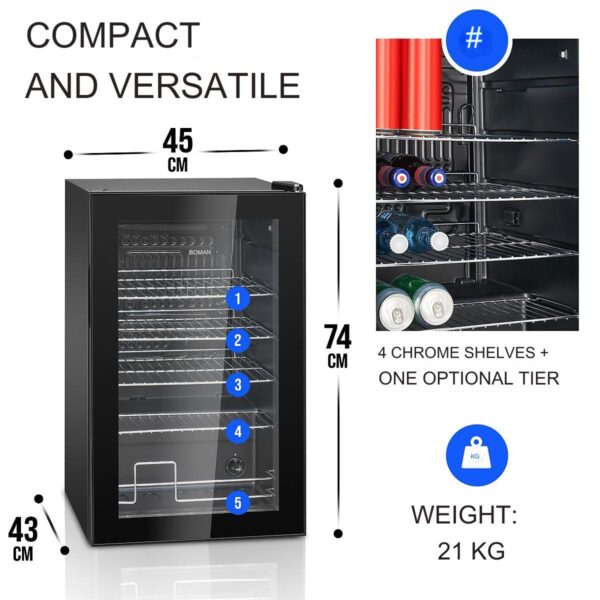 Vitrina frigorifica, Bomann, KSG7287, 63 litri, negru