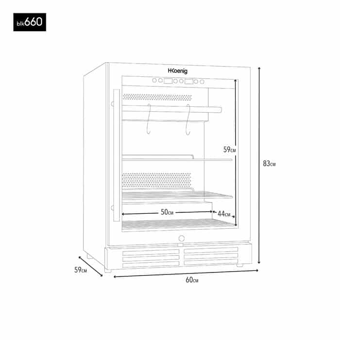 Frigider maturat carne, H.Koenig, BLK660, 125 litri, inox