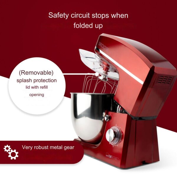 Mixer cu bol, Clatronic, XXL, 10 litri, 1500 W, rosu