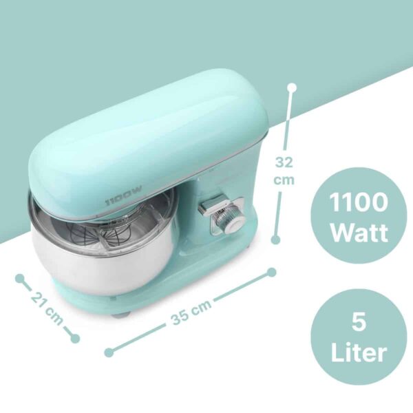 Mixer cu bol, Clatronic, Retro, 5 litri, 1100 W, verde pastel