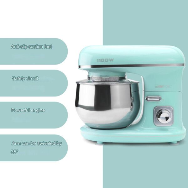 Mixer cu bol, Clatronic, Retro, 5 litri, 1100 W, verde pastel