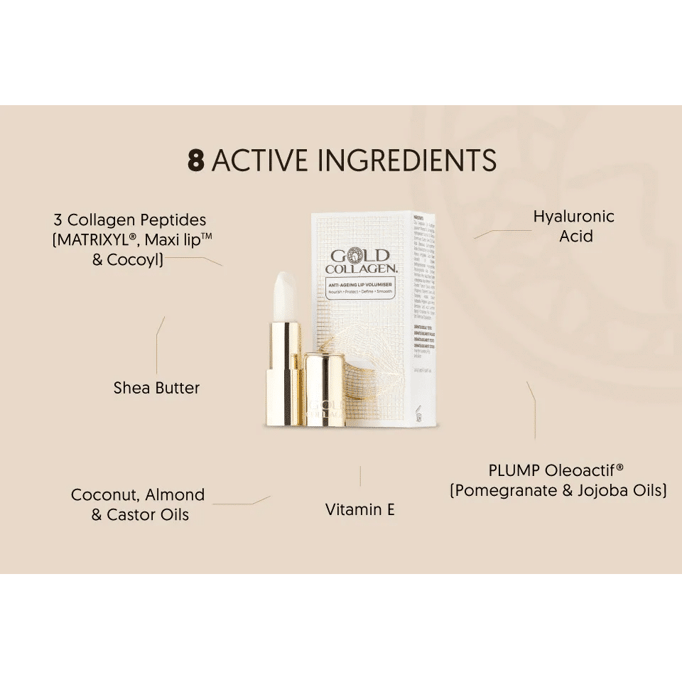Ruj anti-ageing cu efect de marire a buzelor, Gold Collagen, Lip Volumiser