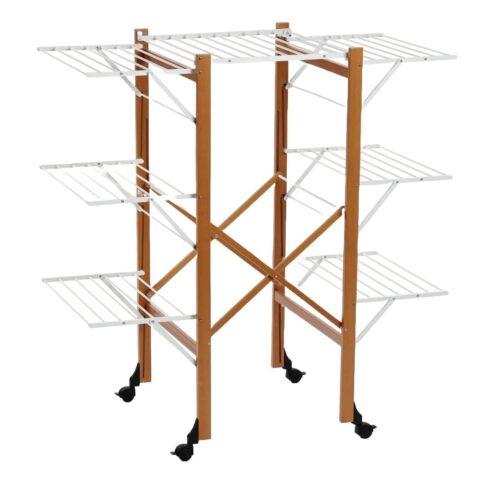 Uscator de rufe mobil, Arredamenti Italia, Aquilone, 3 niveluri, lemn cires