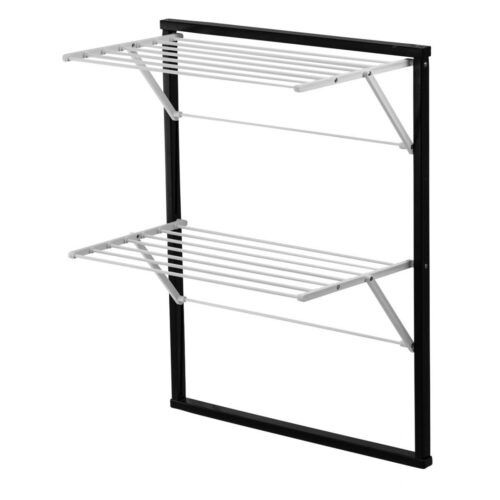 Suport prosoape pentru radiator, Arredamenti Italia, Klaus, 2 niveluri, negru