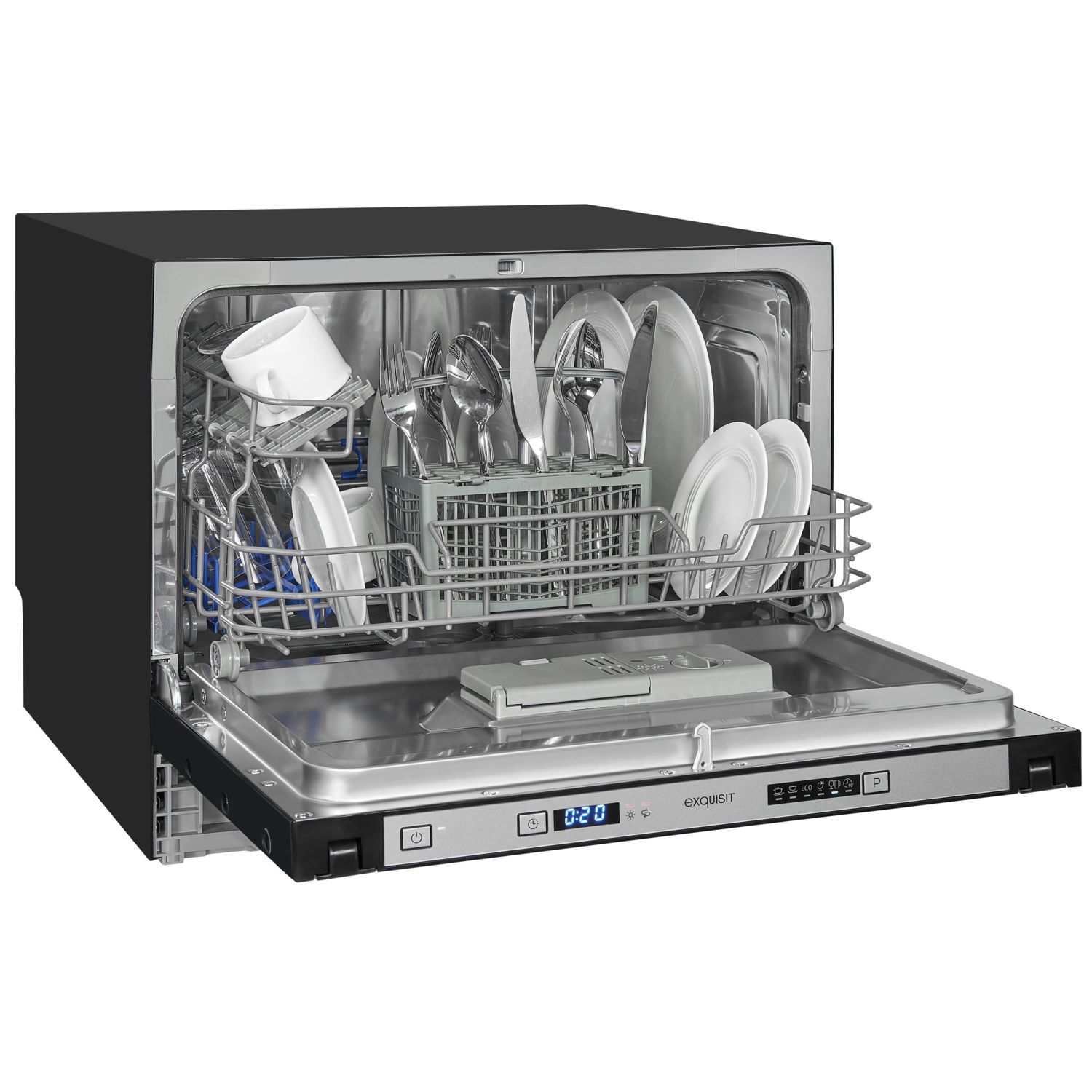 Masina de spalat vase incorporabila, Exquisit, EGSP1060-E-030F, 6 seturi, negru
