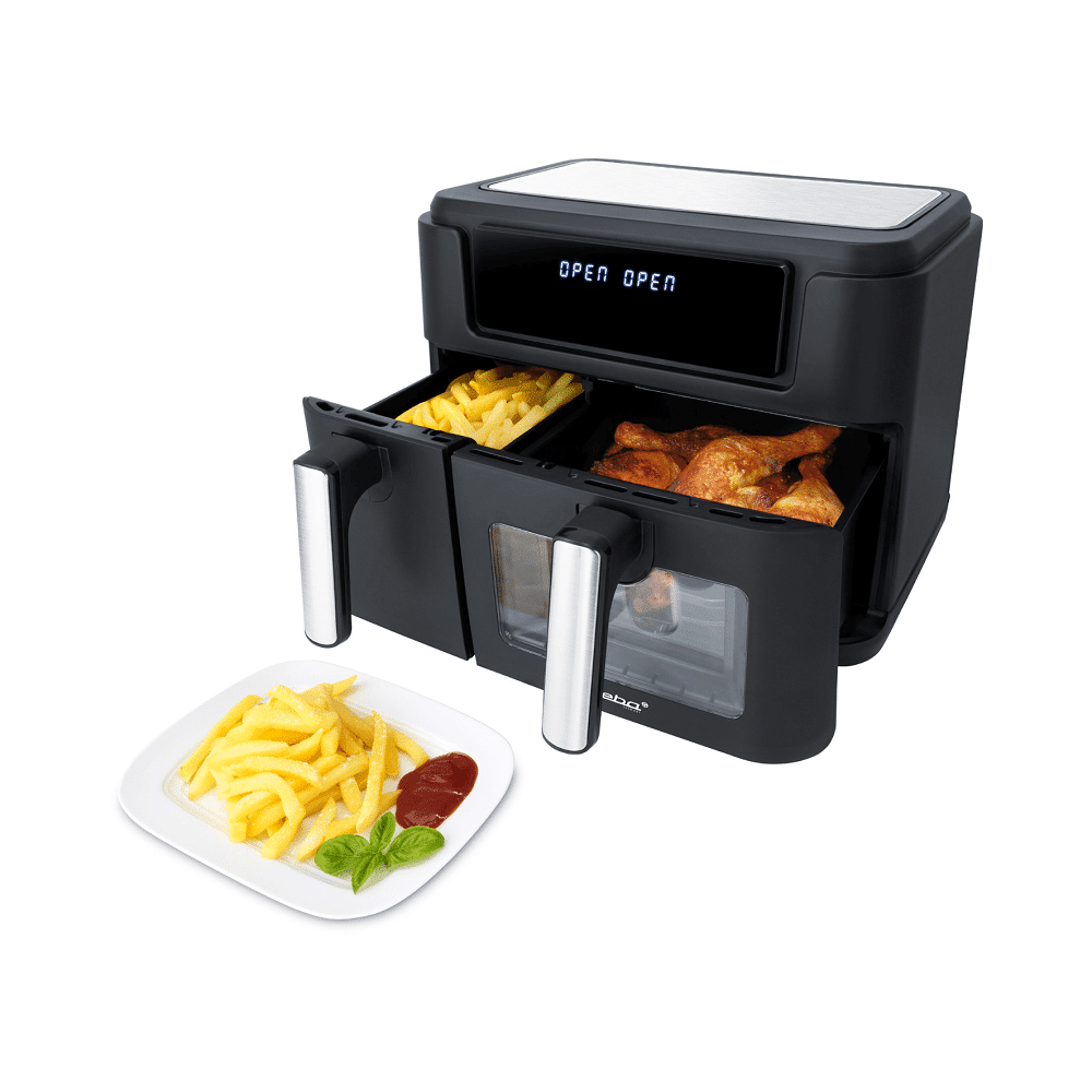 Friteuza cu aer cald Air fryer, Steba Germany, HF 9500 DUO, 9.5 litri, negru/inox