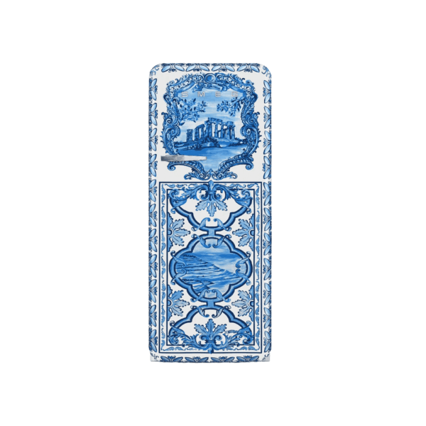 Frigider retro, Smeg x Dolce&Gabbana, 270 litri, albastru/alb