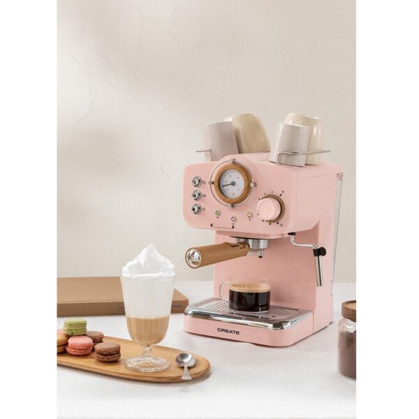 Espressor Retro manual, CREATE, Thera Retro, roz pastel