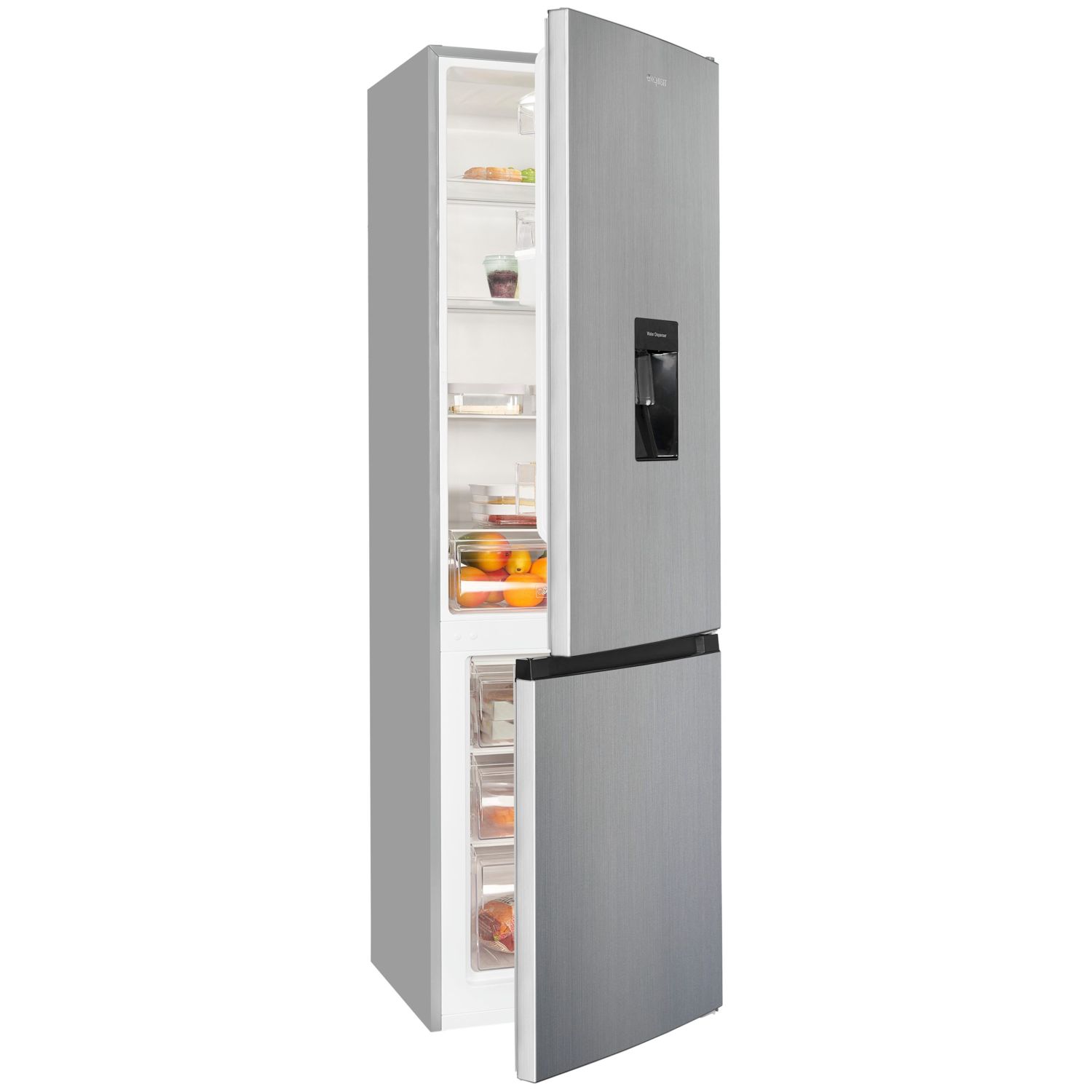 Combina frigorifica Exquisit, cu dispenser de apa, 260 litri, inox