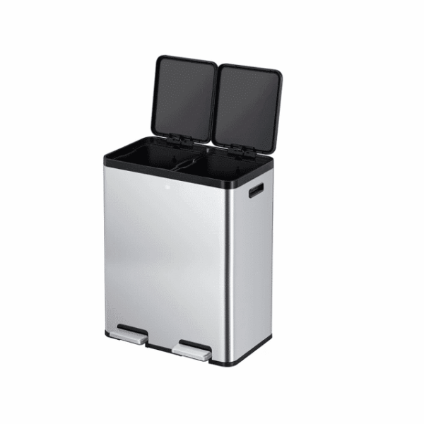 Cos de gunoi cu pedala, EKO, Essential, 30+30 litri, 2 compartimente, inox