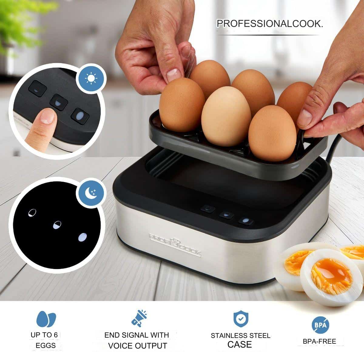 Fierbator 6 oua, ProfiCook, 400 W, inox