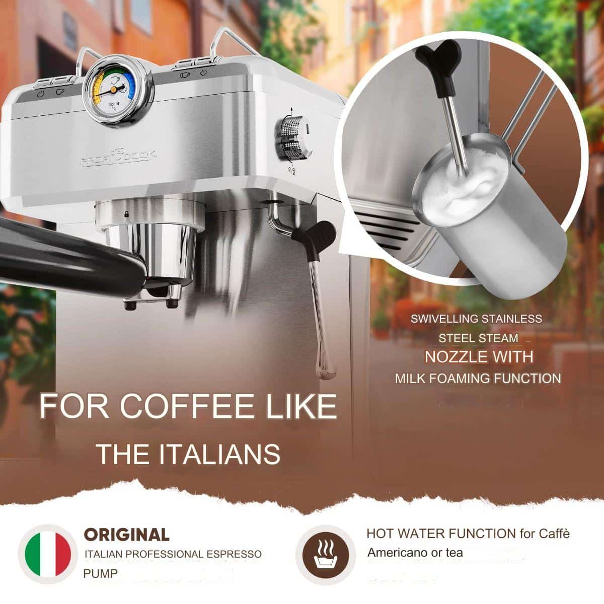Espressor semiautomat 2in1, ProfiCook, inox