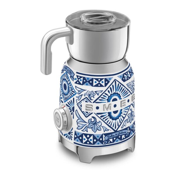 Aparat de spumare lapte, Smeg x Dolce&Gabbana, 600 ml, albastru/alb