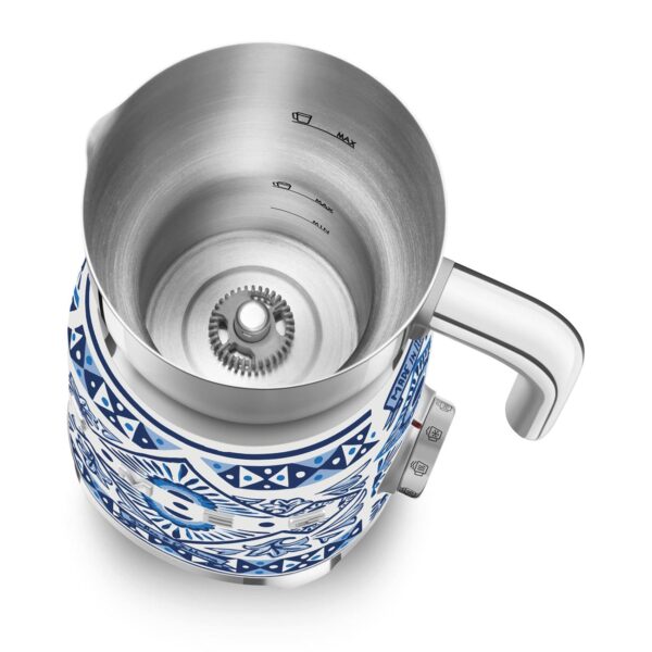 Aparat de spumare lapte, Smeg x Dolce&Gabbana, 600 ml, albastru/alb
