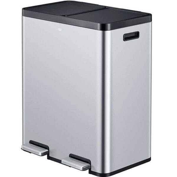 Cos de gunoi cu pedala, EKO, Essential, 30+30 litri, 2 compartimente, inox
