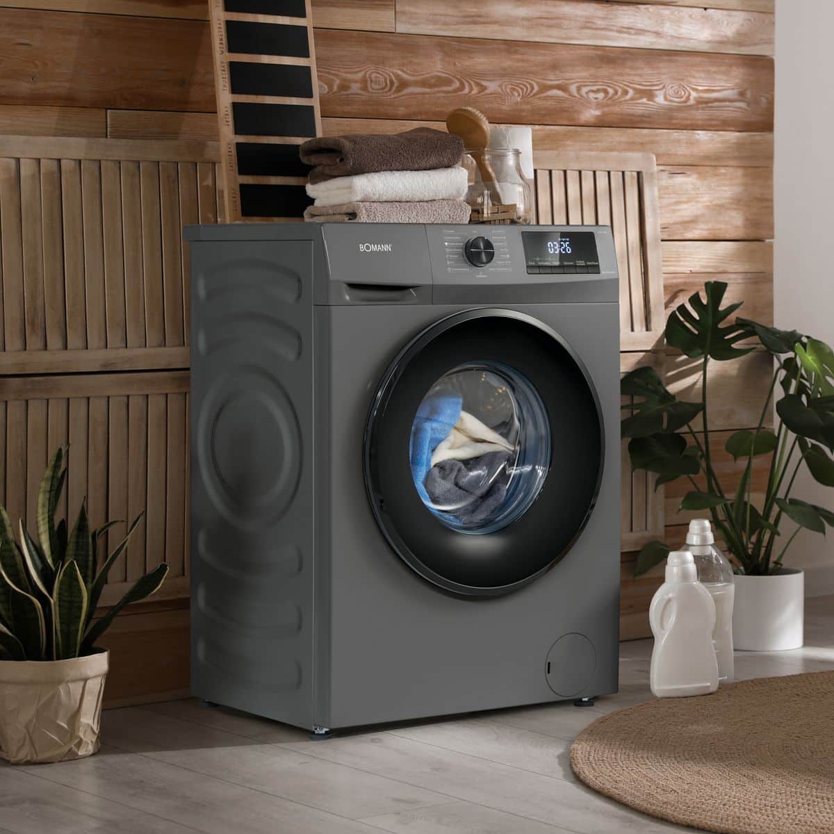 Masina de spalat rufe slim, Bomann, WA7175GR, 7 kg, 1400 rpm, antracit
