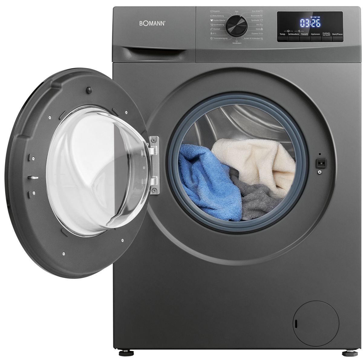 Masina de spalat rufe slim, Bomann, WA7175GR, 7 kg, 1400 rpm, antracit