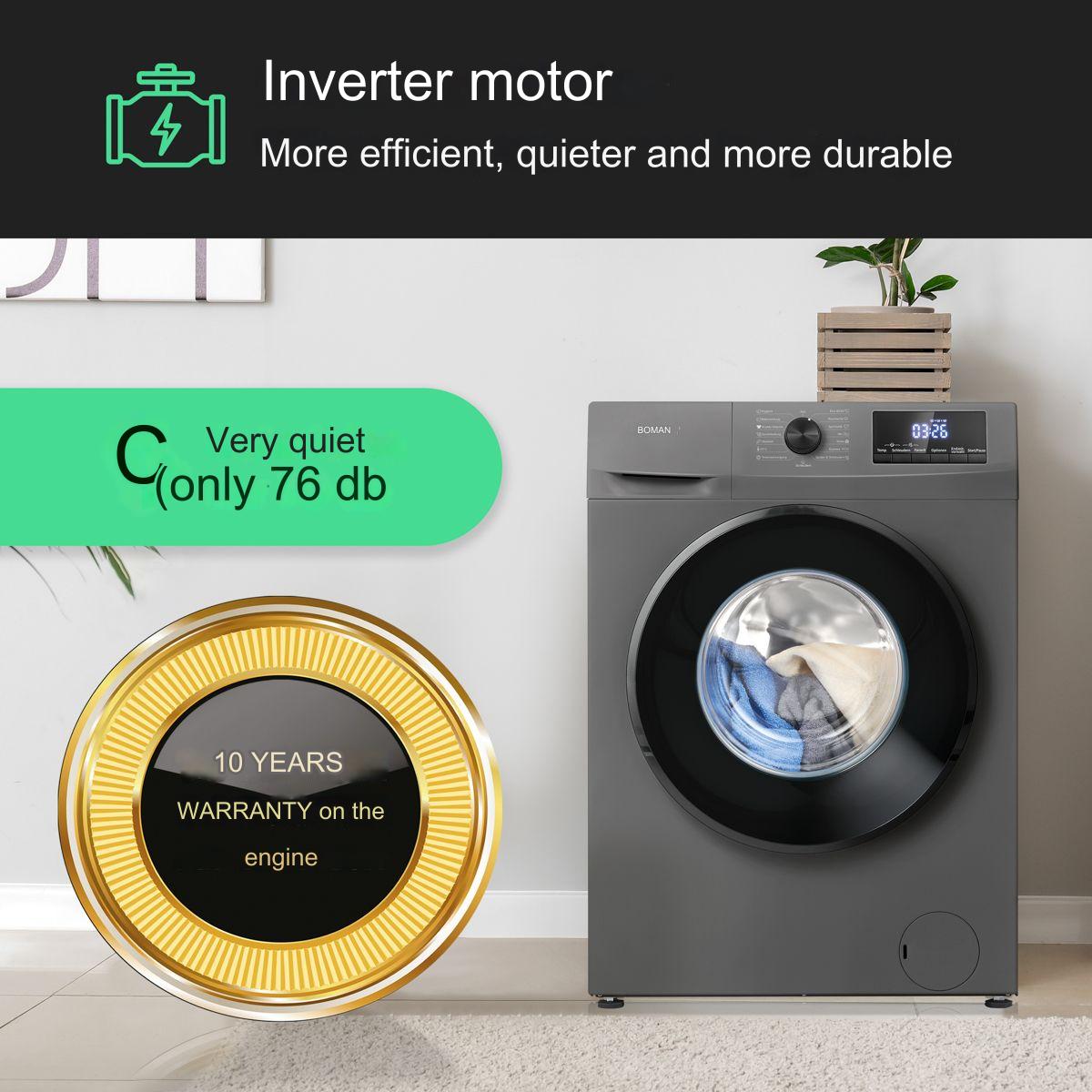 Masina de spalat rufe slim, Bomann, WA7175GR, 7 kg, 1400 rpm, antracit