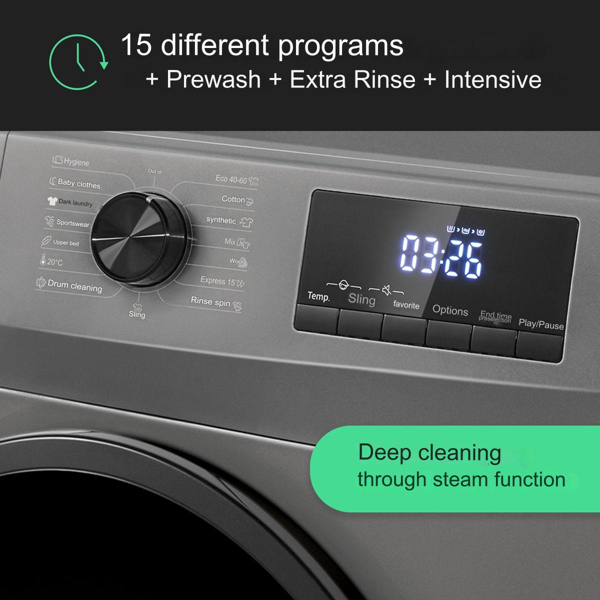 Masina de spalat rufe slim, Bomann, WA7175GR, 7 kg, 1400 rpm, antracit