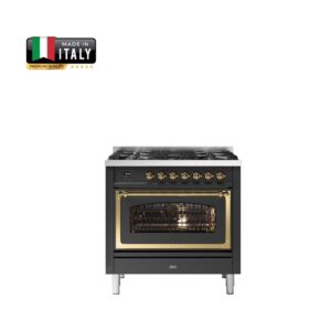 Aragaz, ILVE, Nostalgie, P09PNE3/MGG, 5 arzatoare, 90 cm, negru mat